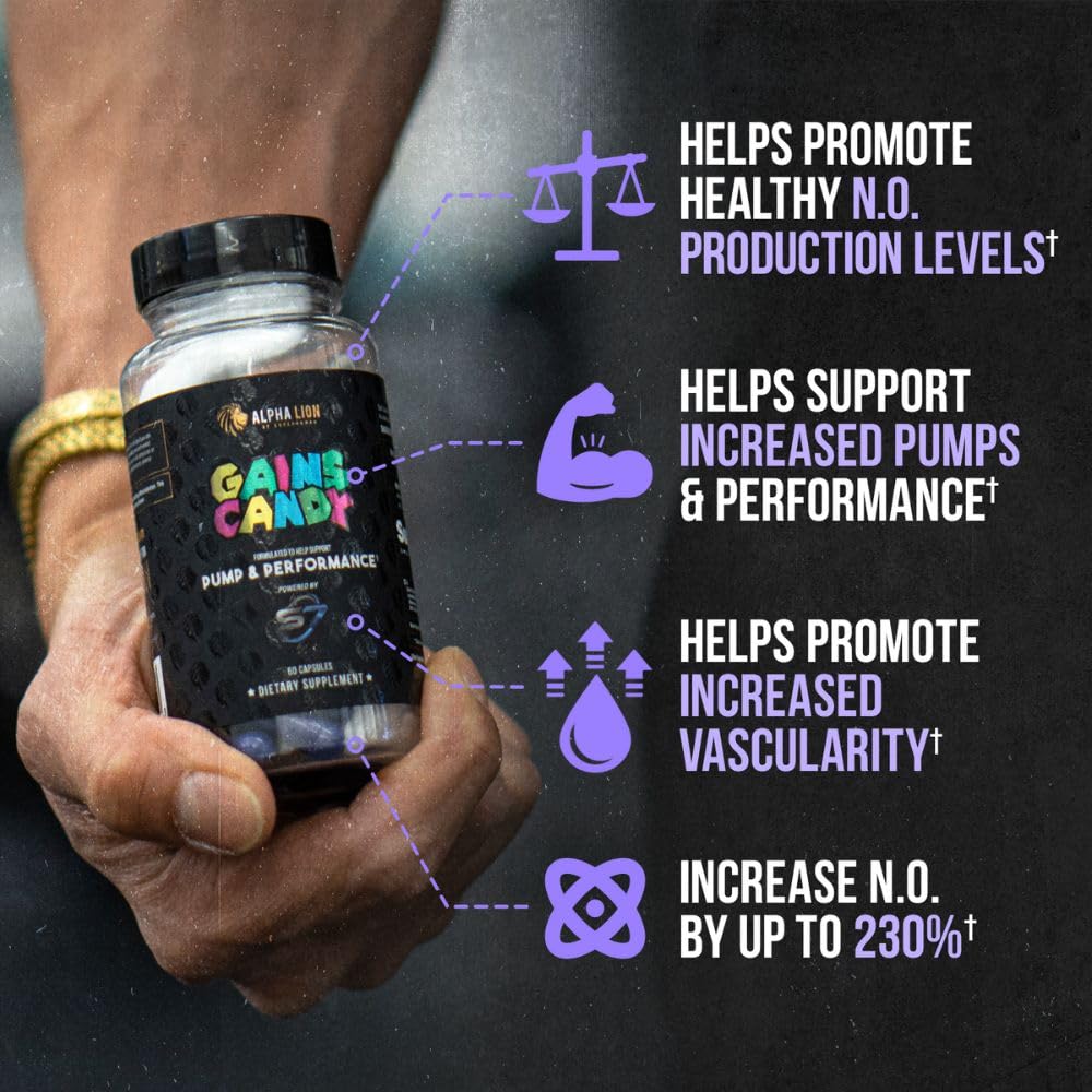 ALPHA LION Gains Candy, Supplement Pills that Support Weight Loss, Appetite Suppressant, Keto-Diet Friendly, Decrease Body Fat, Upgrade Energy & Workout Performance, 60 Capsules (MitoBurn®)