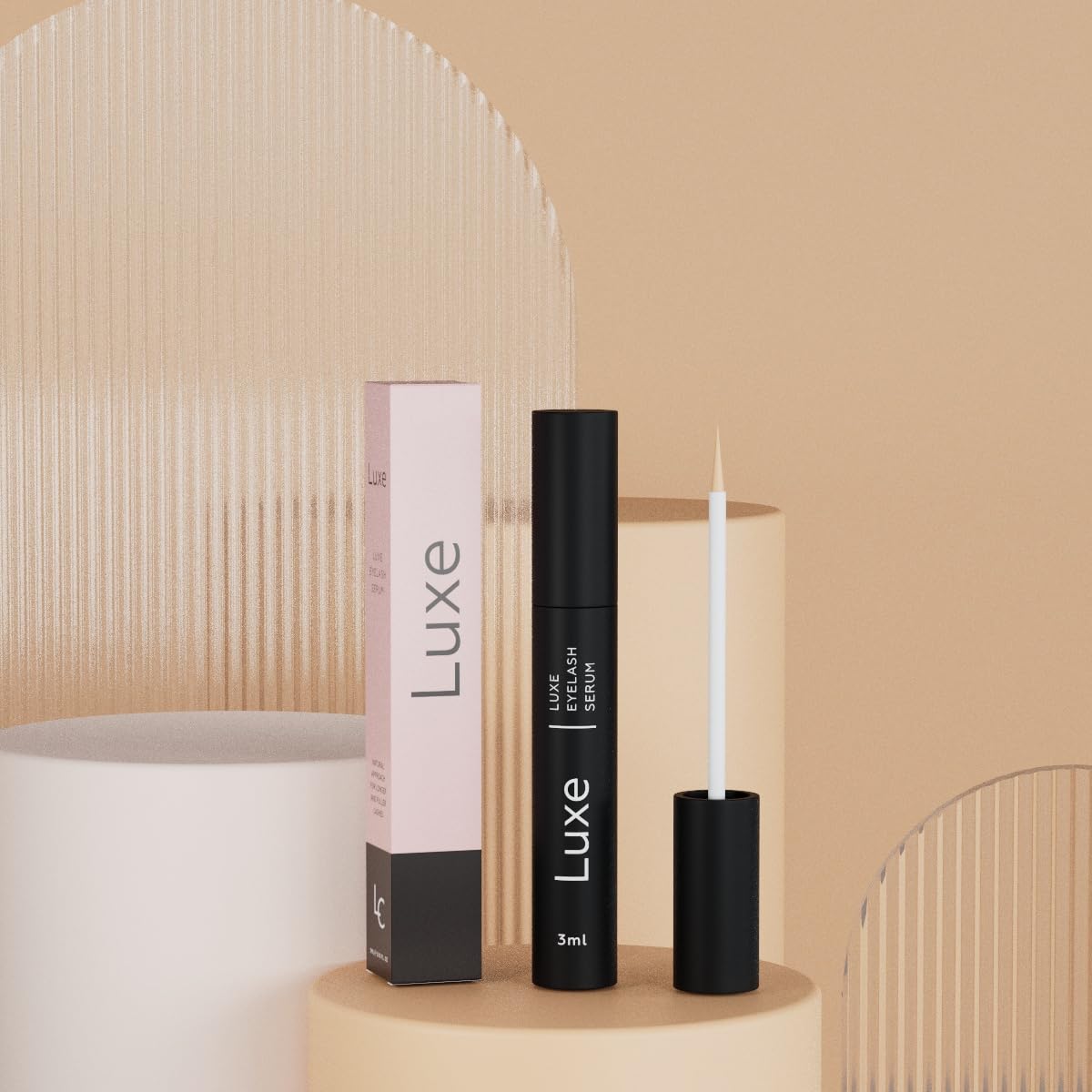 Luxe Cosmetics Eyelash Serum (3mL) Eyelash Growth Serum for Thicker, Longer & Fuller Lashes - Premium Lash Growth, Volume Lashes - Visible Results After 4 Weeks - Suitable for All Eyelashes