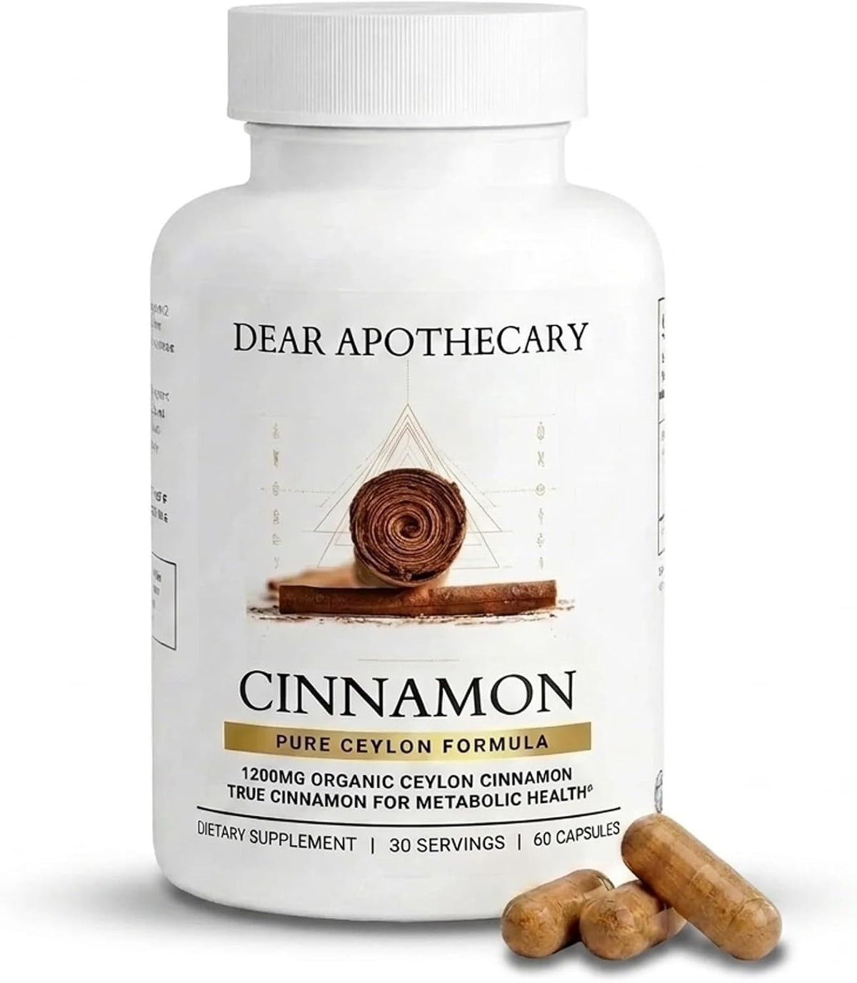 Organic Ceylon Cinnamon 1200mg True Cinnamon Capsules - Blood Sugar Support, Metabolism & Joint Health - Not Cassia, Pullulan Vegan Non-GMO Gluten Free - 60 Count
