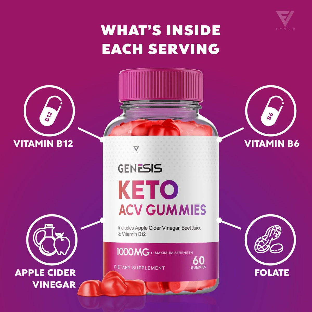 (2 Pack) Genesis Keto ACV Gummies, Genesis Keto Diet Supplement - Genesis Keto