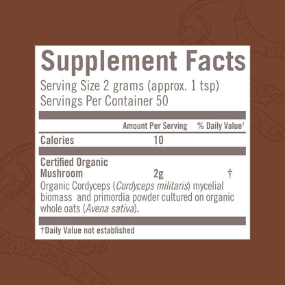 OM MUSHROOM SUPERFOOD Cordyceps Organic Mushroom Powder, 3.5 Ounce, 50 Servings, Energy, Power, Stamina and Endurance Support, Superfood Supplement for Sports Performance