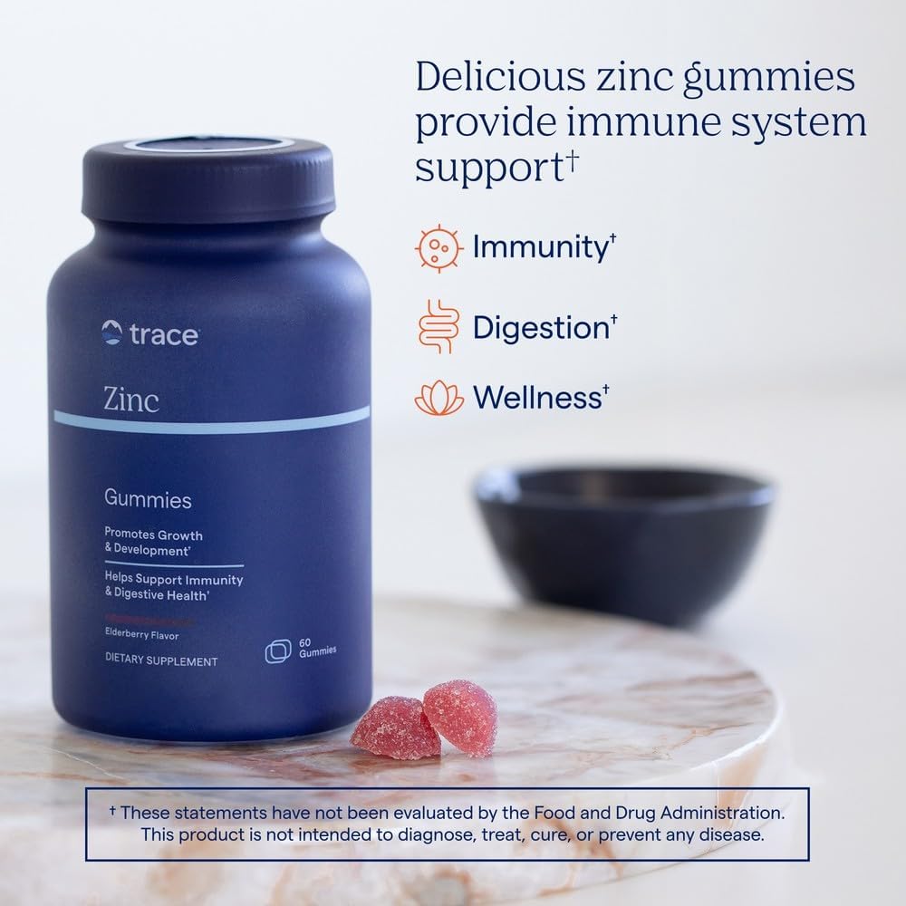 Trace Minerals Zinc Chewable Gummies 30mg, 1-Pack, Elderberry Flavor