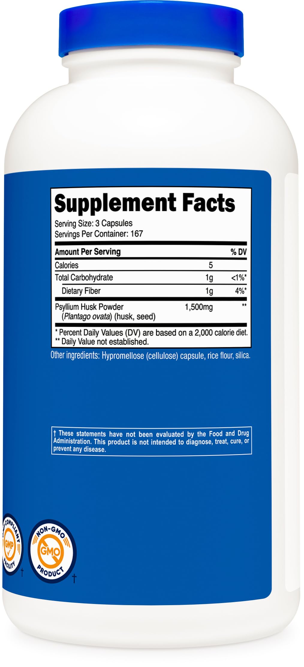 Nutricost Psyllium Husk 1500mg Per Serving, 500 Capsules - Non-GMO & Gluten Free