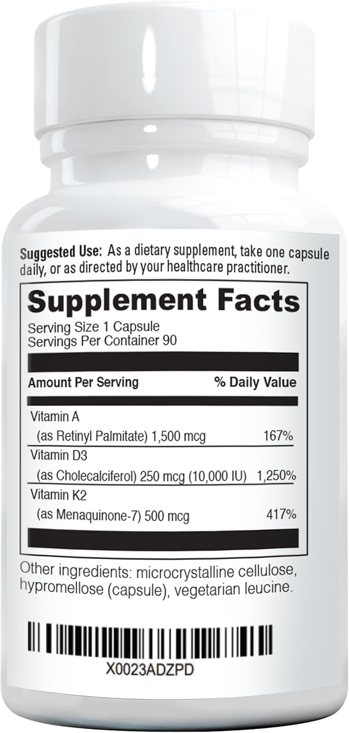 NatureGenX ADK10 – Vitamins A, D3 250 mcg & K2 MK-7 for Bone, Heart & Immune Health – Non-GMO, Gluten-Free, Soy-Free – 90 Capsules (3-Month Supply) | For Bone, Heart & Immune Health - Non-GMO, Gluten-Free, Soy-Free - 90 Capsules (3-Month Supply)