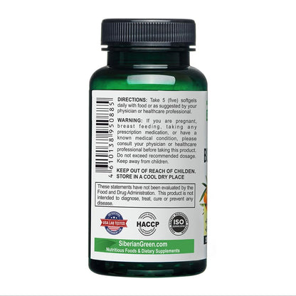 Siberian Sea Buckthorn Oil Capsules 200 Softgels | from Wild-harvested Siberian Sea