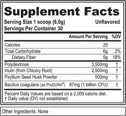 Evlution Nutrition FiberMode - Fiber + Probiotic Powder - Digestive Health & Immune Support - 1bil CFU Probiotics + 5g Fiber - Gluten Free & Vegan - Unflavored - Dietary Supplement - 30 Servings