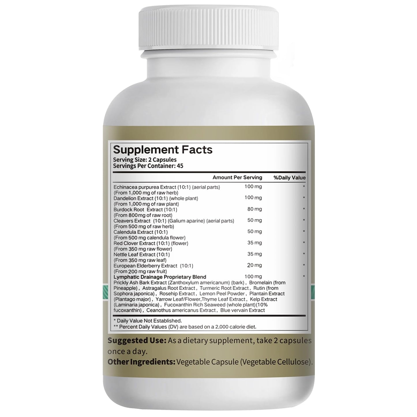 21-in-1 Liposome Lymphatic Drainage Supplements, 90 Day Supply, 4800mg Immune & Lymph System Support, 10:1 Concentrated Technology, Echinacea, Dandelion, Burdock, Bromelain, Calendula, 2 Bottle