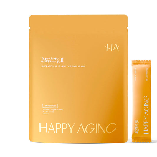 Happy Aging Electrolytes Powder Packets for Women - Sugar Free Hydration & Gut Health with Hyaluronic Acid & Bacillus Subtilis DE111 Probiotics - Dual Prebiotic System for Skin Beauty