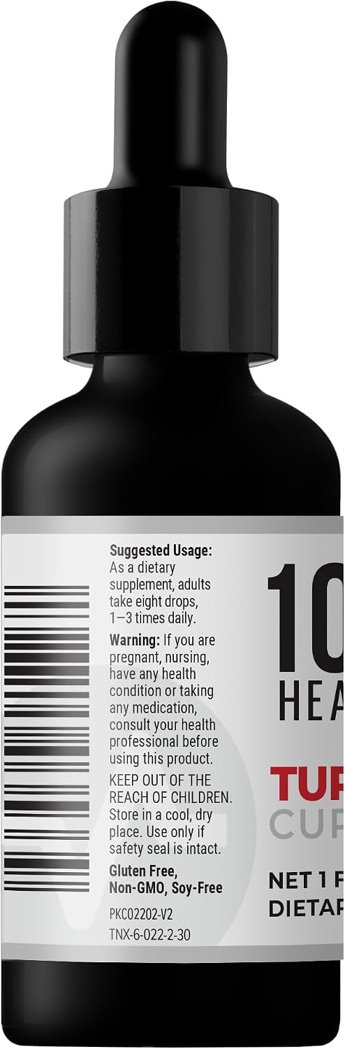 10X Health Turmeric Curcumin Supplement - with D3 & B12 | Curcumin: with Vitamin D3 & B12, Joint, Immunity & Heart Support, 30mL