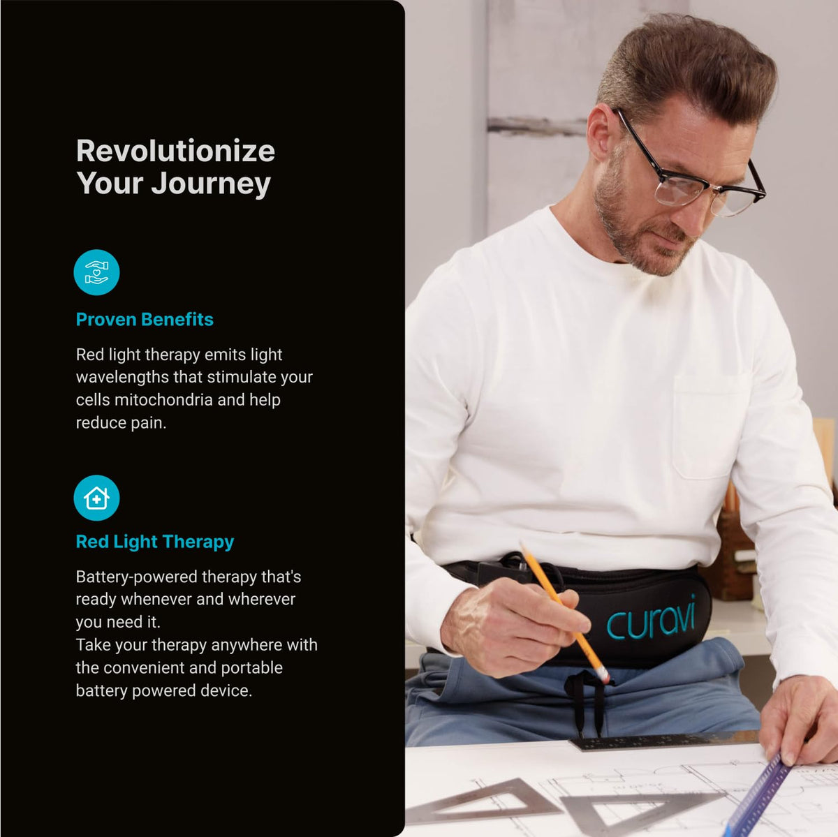 CURAVI Plus™ Wearable Red Light Therapy Belt for Lower Back Pain Relief - 160 Diodes - Safe and Effective