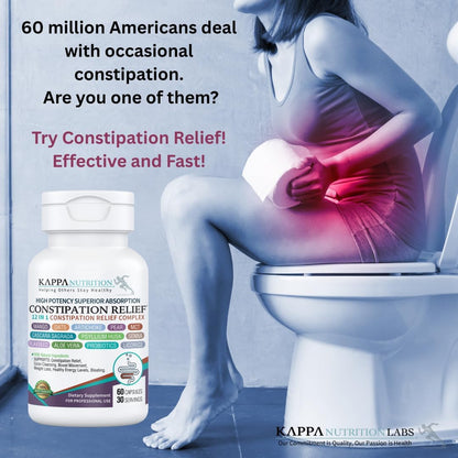 KAPPA NUTRITION Constipation Relief Supplement – Gentle Colon Cleanse for Regularity & Gut Health – Non-Habit Forming Formula with Fiber, Herbs & Probiotics – Non-GMO, 60 Capsules