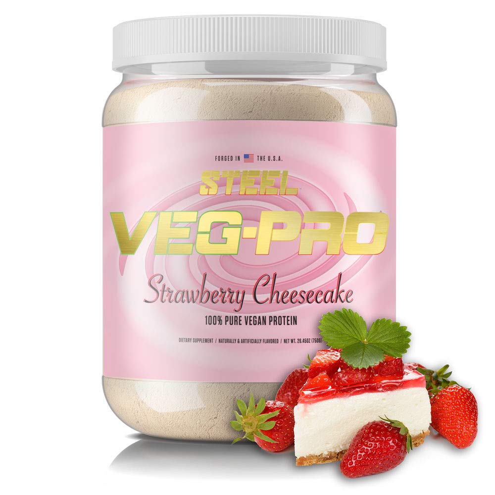 Steel Supplements Veg-PRO | Vegan Protein Powder, Strawberry Cheesecake | 25 Servings