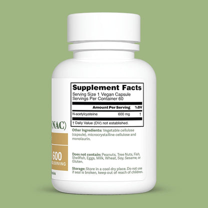 Dr. Murray's Ultra Clean N-Acetylcysteine NAC Supplement 600 mg - Respiratory & Liver Support | Vegan | Non-GMO | Gluten Free | Third-Party Tested | 120 Capsules