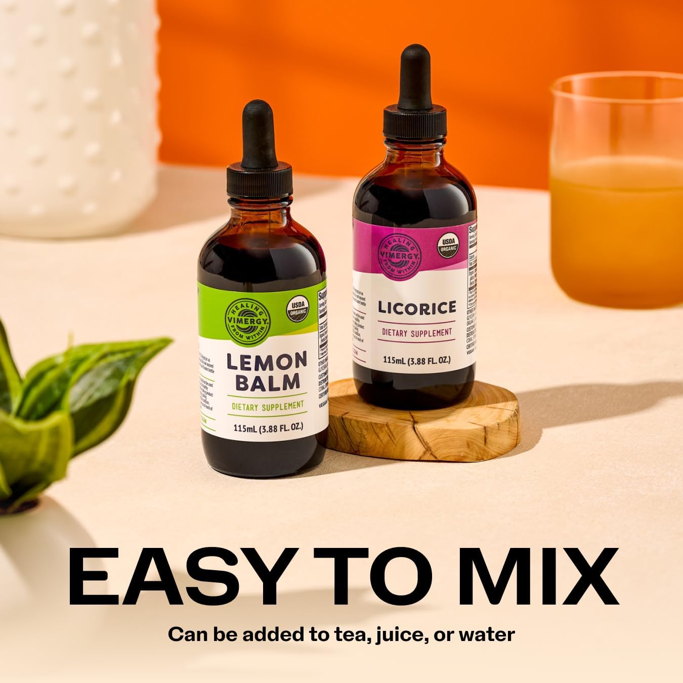 Vimergy GLP-1 Digestive Kit* – Lemon Balm (115ml) + Licorice (115ml) – Digestive + Stress Support – Organic, Vegan, Kosher – Fast-Absorbing Liquid Extracts – Herbal Tea Companion for GLP-1 Users