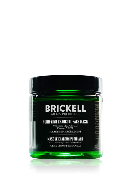 Brickell Men's Purifying Charcoal Face Mask Skin Care Product, Activated Charcoal Facial Mask With Detoxifying Kaolin Clay, Hyaluronic Acid, and Activated Charcoal, 4 Ounce, Unscented
