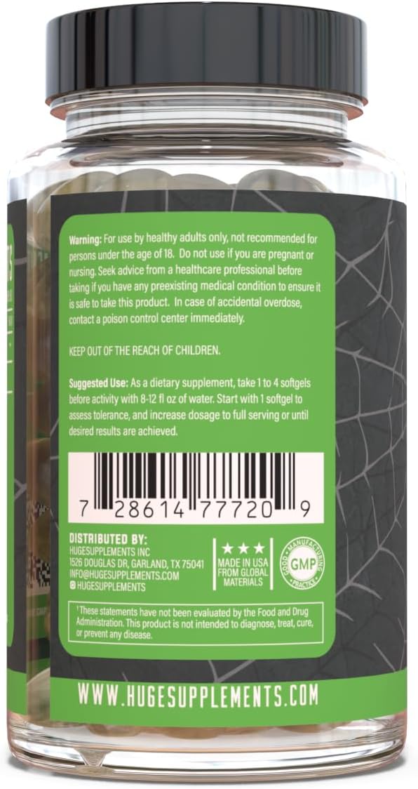 Huge Supplements Arachidone, Arachidonic Acid Supplement, Promotes Lean Mass & Increased Strength, Highest Dosed with 1000mg Per Serving, 120 Softgels