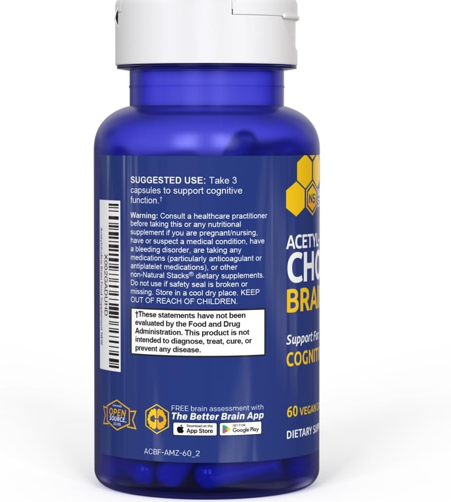 Acetylcholine Brain Food - Acetyl L-Carnitine & Alpha GPC Supplement - Supports Production of Acetylcholine - Neurotransmitter Supplement for Cognitive Function - 60 Capsules (Pack of 2)