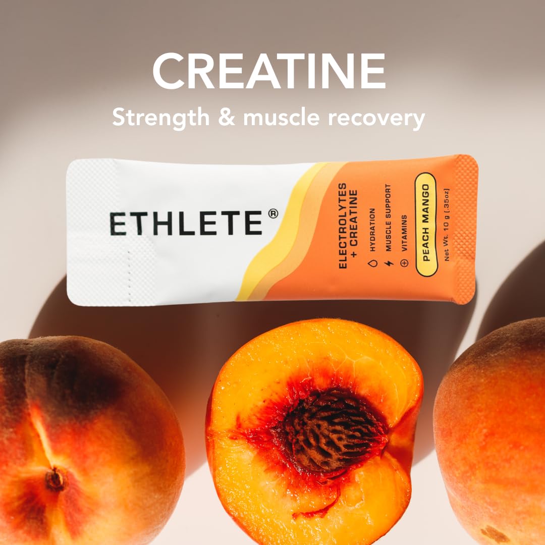 Electrolytes + Vitamins + Creatine, Powder (3-Flavors), 5g Creatine Monohydrate, with Electrolytes, Magnesium, Potassium, Vitamins B6, B12 & C (Peach Mango, Lemon Lime, Raspberry Lemon)