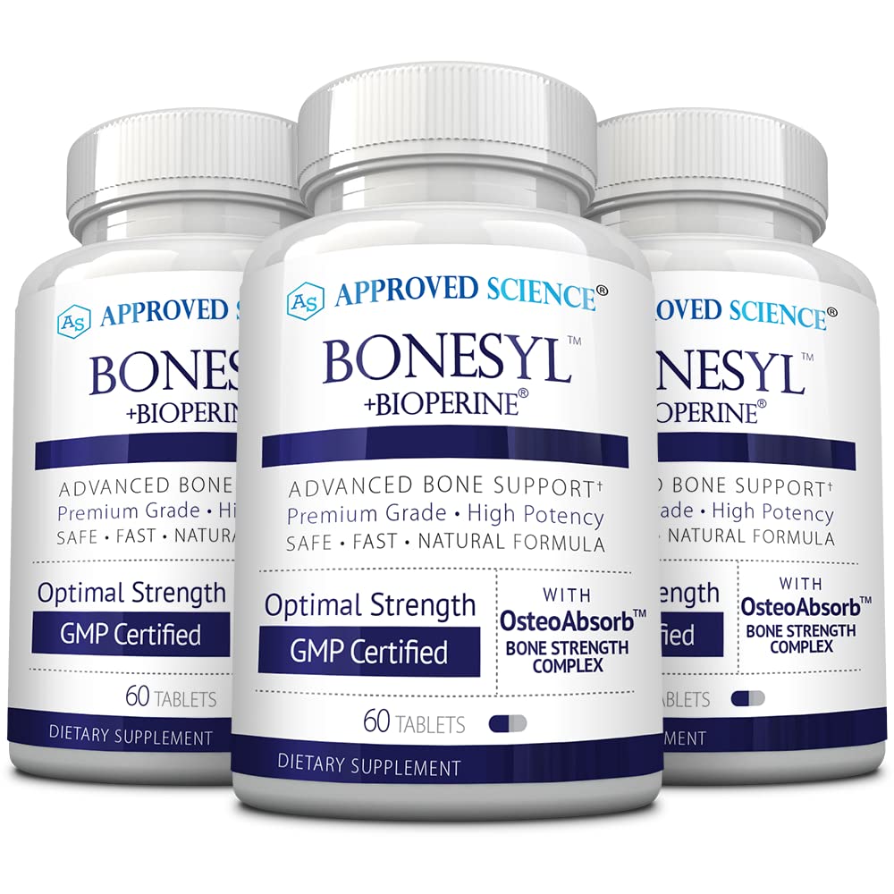 Approved Science Bonesyl - Strengthen Bones, Limit Bone Density Loss - Maintain Overall Bone Health - K2, BioPerine, and Magnesium - 60 Tablets - Vegan - Made in USA