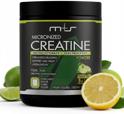 M+S Creatine Electrolytes, Micronized Monohydrate Powder, Lemon Lime