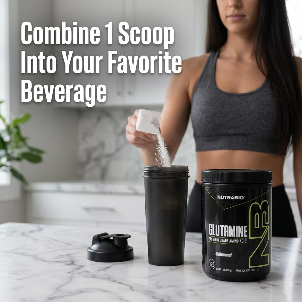 NutraBio Pure L-Glutamine Powder, 100 Servings L-Glutamine Supplement, Amino Acid, Pure Grade, Glutamina, Absolutely no Additives, Fillers or Excipients, Muscle Recovery Supplement - (500 Grams)