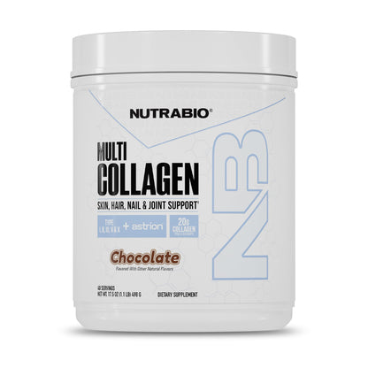 NutraBio Multi Collagen Powder - Hydrolyzed Collagen Peptides for Glowing Hair & Skin - Grass-Fed - Collagen Powder for Women and Men - 40 Servings- Unflavored
