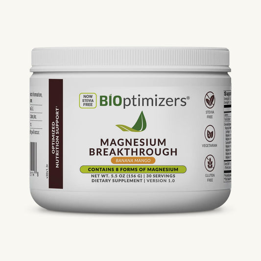 BIOptimizers Magnesium Breakthrough Drink - 8 Forms of Magnesium, Electrolytes, Sleep Health, Stress, Muscle Recovery, Heart Support | Glycinate, Citrate, Malate- Raspberry Lemon