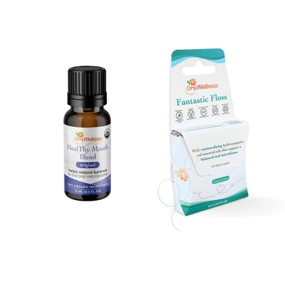 OraWellness Healthy Mouth Blend Tooth Oil + Fantastic Floss Waxed Dental Floss with Hydroxyapatite for Tooth & Gum Repair