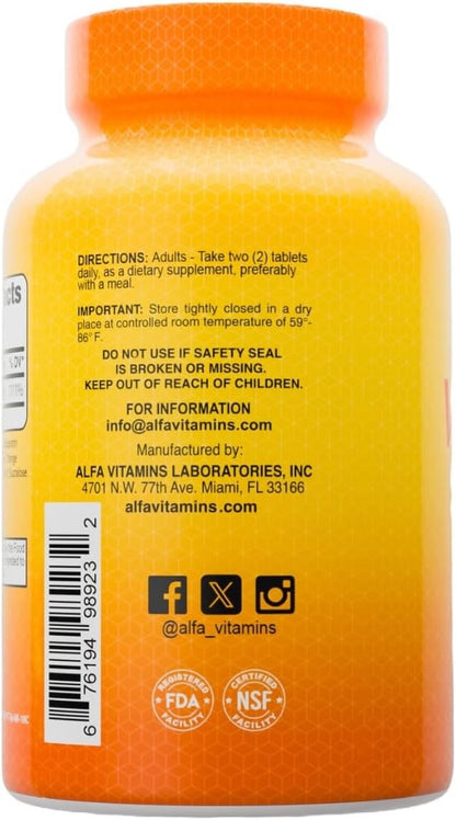 ALFA VITAMINS Vitamin C Chewables Contains 1000mg - Easy to chew Tablets - Super Antioxidant - Immune Booster - 60 Tablets