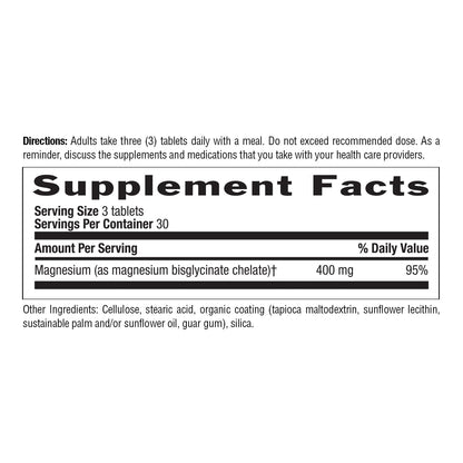 Country Life Chelated Magnesium Glycinate 400mg – High Absorption Magnesium Supplement for Muscle Relaxation, Energy, Bone & Immune Support – Gluten-Free, Vegan, Halal, Non-GMO Verified - 180 Tablets