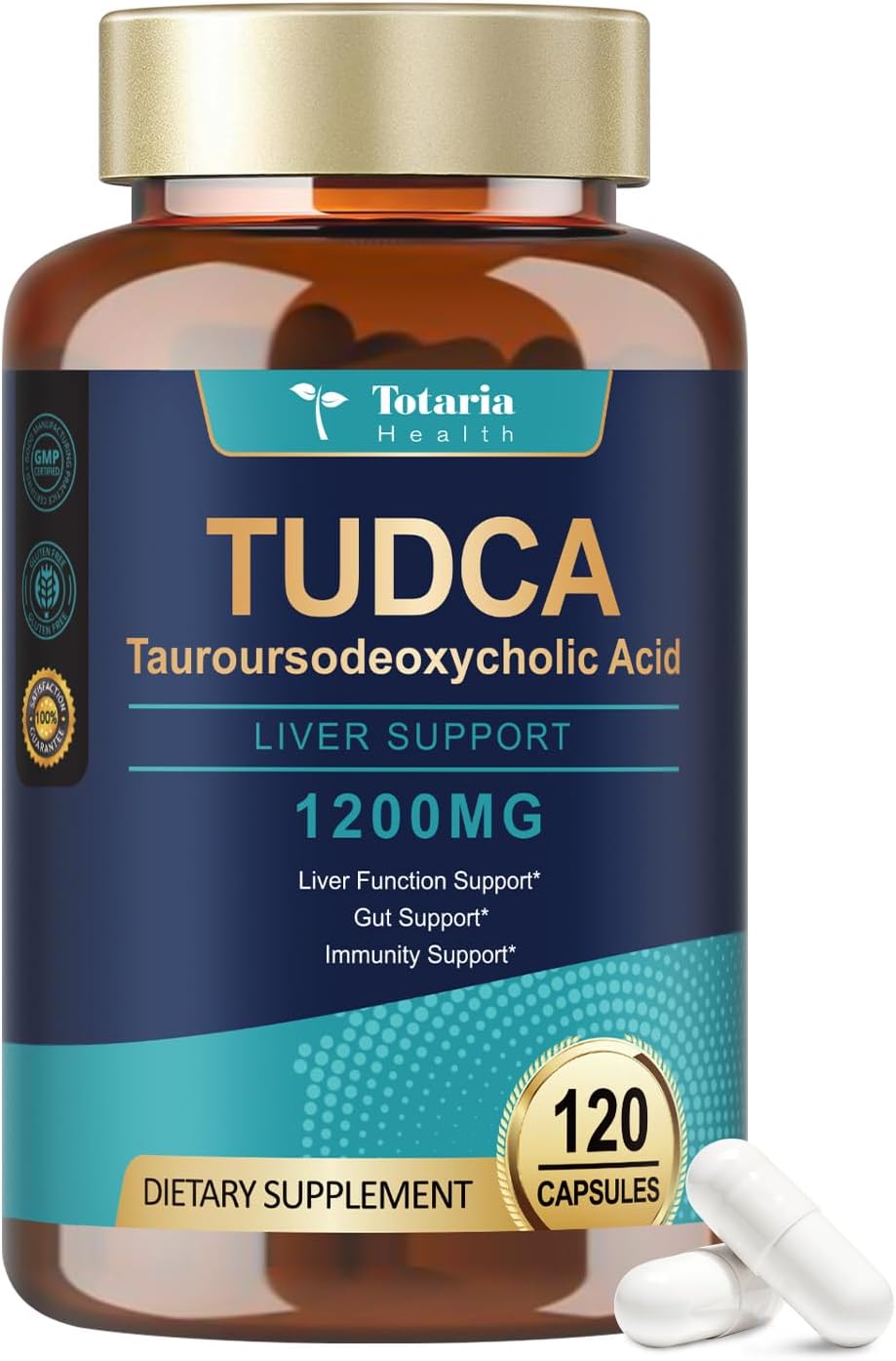 Totaria TUDCA Bile Salts 1200mg (Tauroursodeoxycholic Acid), 120 Capsules, Ultra Strength Pure TUDCA Liver Supplements, Liver and Gallbladder Cleanse & Repair, Vegan