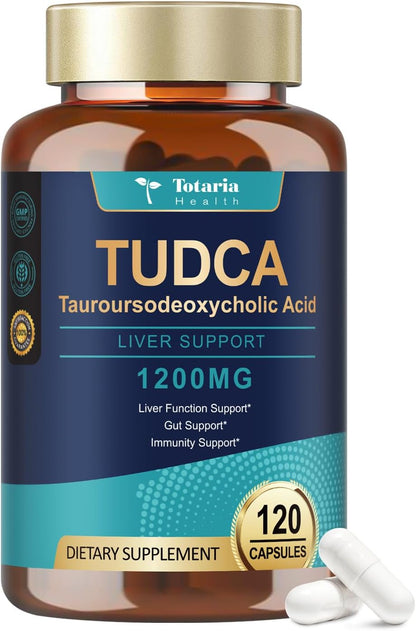 Totaria TUDCA Bile Salts 1200mg (Tauroursodeoxycholic Acid), 120 Capsules, Ultra Strength Pure TUDCA Liver Supplements, Liver and Gallbladder Cleanse & Repair, Vegan