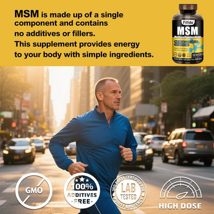 MSM Capsules 1000mg, 99.9% Pure Organic Sulfur, 180 Count | Joint Support, Hair Skin & Nails, Stearate-Free, No Fillers, Daily Wellness, Third-Party Tested, Non-GMO, Gluten Free