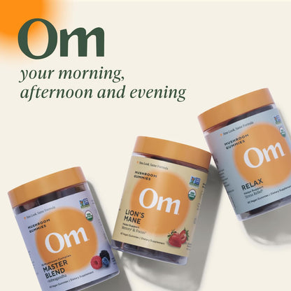 OM MUSHROOM SUPERFOOD Master Blend Mushroom Gummies – Organic 10-Mushroom Complex with Ashwagandha – Supports Immunity, Gut Health & Stress Relief – Mixed Berry Flavor – 28 Servings, 56 Count.