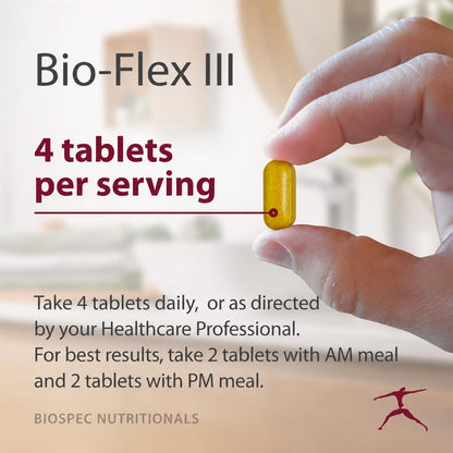 BIOSPEC NUTRITIONALS Bio-Flex III Joint Support Supplement – Glucosamine, Chondroitin, Curcumin, Boswellia, Vitamin C & Manganese with BioPerine® – (120 Count)