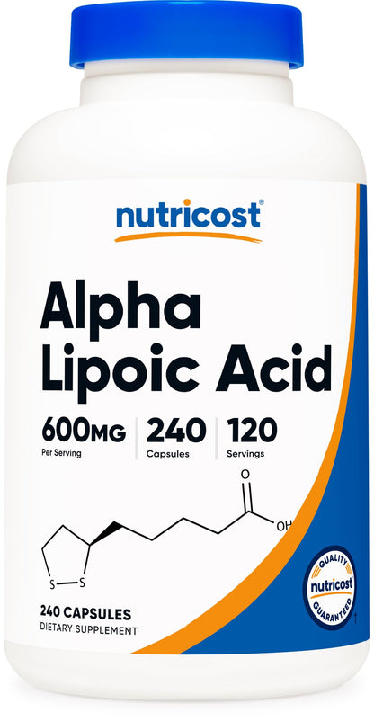 Nutricost Alpha Lipoic Acid 600mg Per Serving, 240 Capsules | Gluten Free, Vegetarian Capsules, Soy Free & GMO-Free