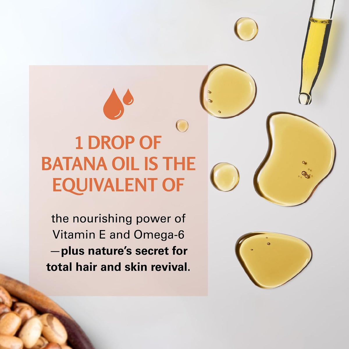 M3 Naturals Vegan Batana Oil | Unrefined Batana Oil for Hair & Skin | Supports Healthy Skin & Collagen Production | 100% Pure Batana & Non-GMO | 2 FL OZ (59 ML)