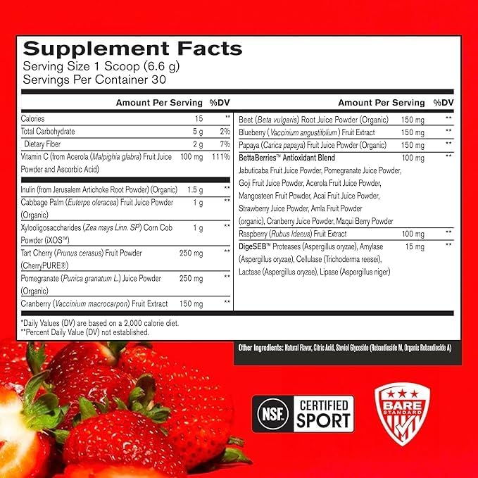 BARE PERFORMANCE NUTRITION BPN Strong Greens (Lemon) & Reds (Strawberry) Superfood Bundle