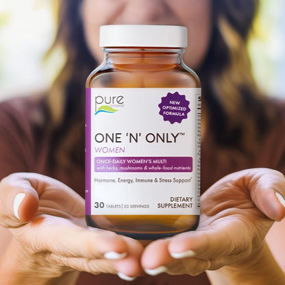 PURE ESSENCE LABS One N Only Multivitamin for Women, Natural One a Day Herbal Supplement with Vitamin D3, B12, and Biotin with Whole Foods, 30 Tablets