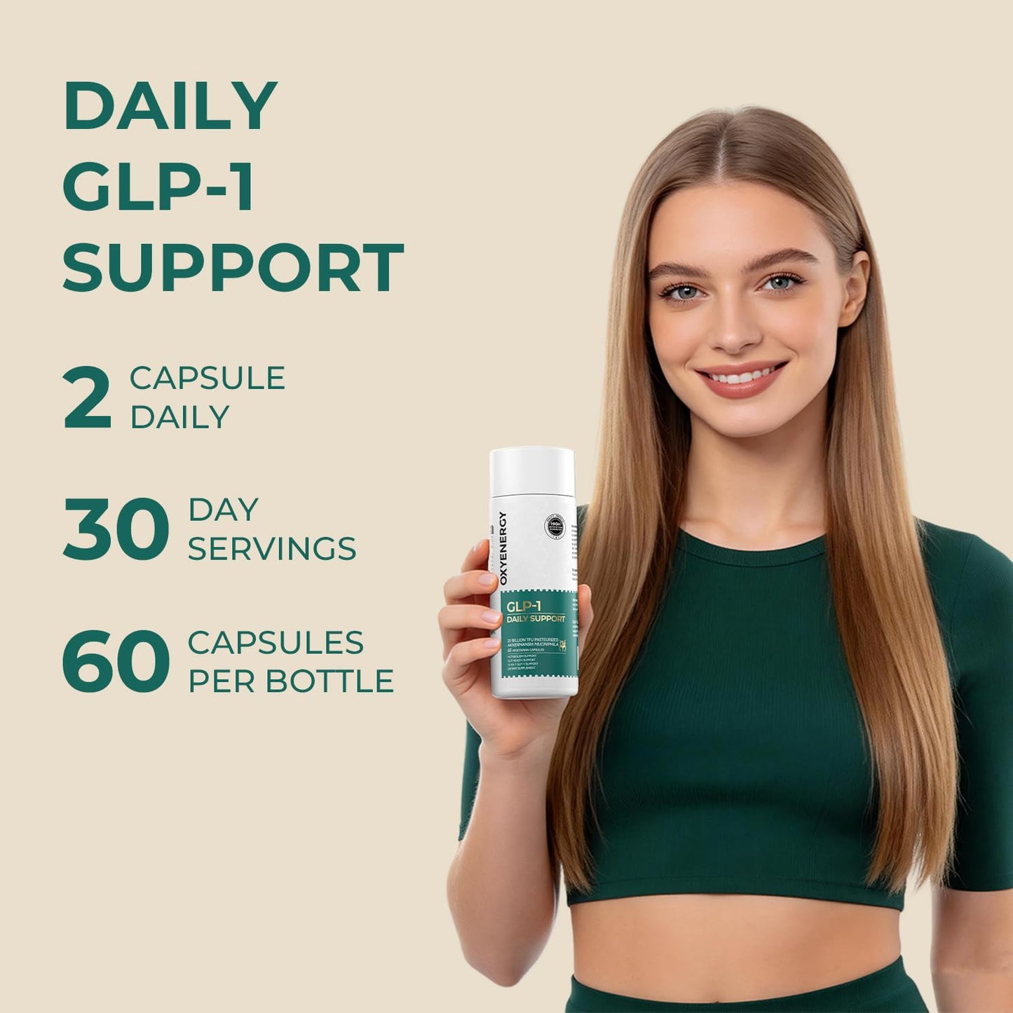 OxyEnergy GLP-1 Supplement Weight Loss Pills for Women & Men, Appetite Suppressant with Akkermansia Probiotic, Diet Pills Metabolism & Gut Health Booster, Ginger & Saffron Extracts, Vegan Capsules