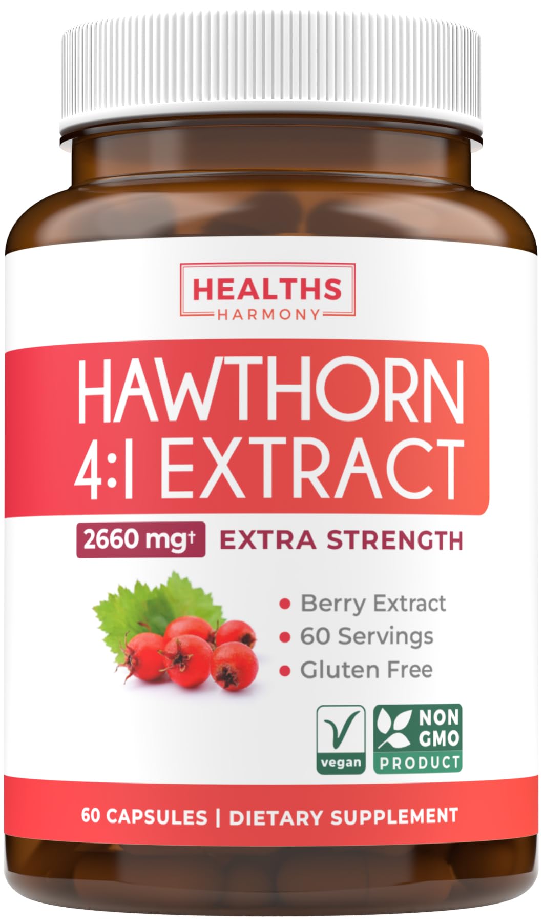 Super Potent Hawthorn Berry Extract Capsules - Hawthorn Berry Supplement Made from Extra Strength Concentrate to Support Heart and Digestive Health - Vegan Non-GMO & Gluten Free (4 Month Supply)