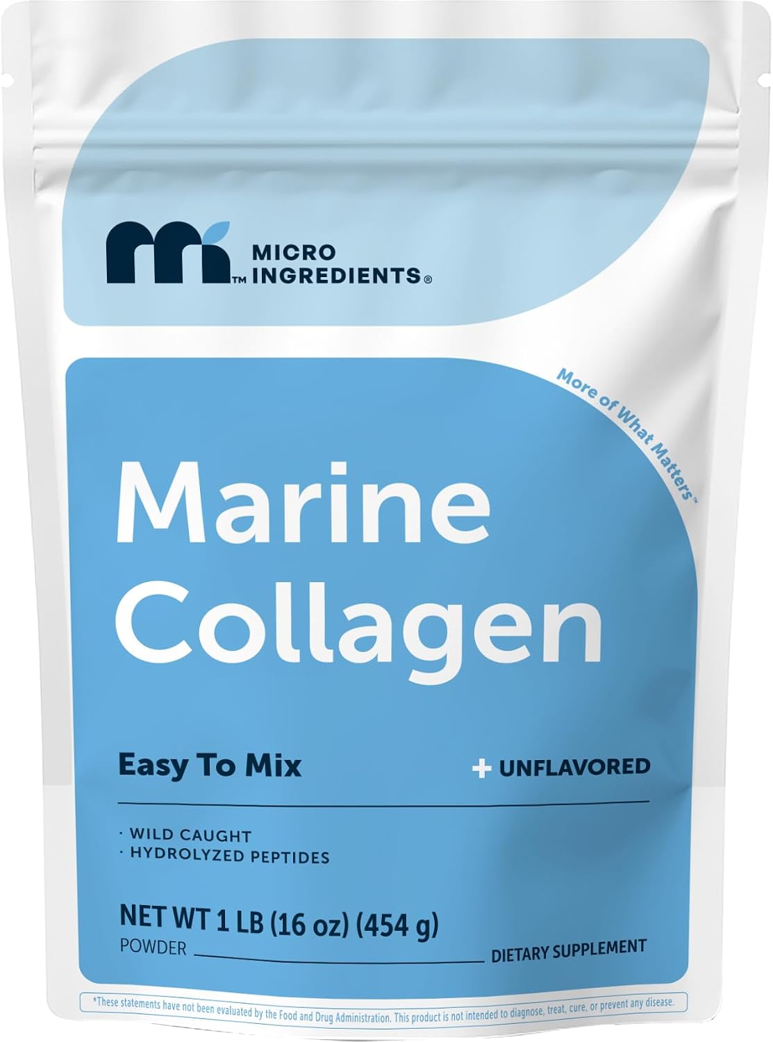 Micro Ingredients Marine Collagen Protein Powder, 1 Pound | Wild Caught Fish Source | Hydrolyzed Peptides | Unflavored, Keto, & Paleo Friendly | Easy to Mix, Non-GMO
