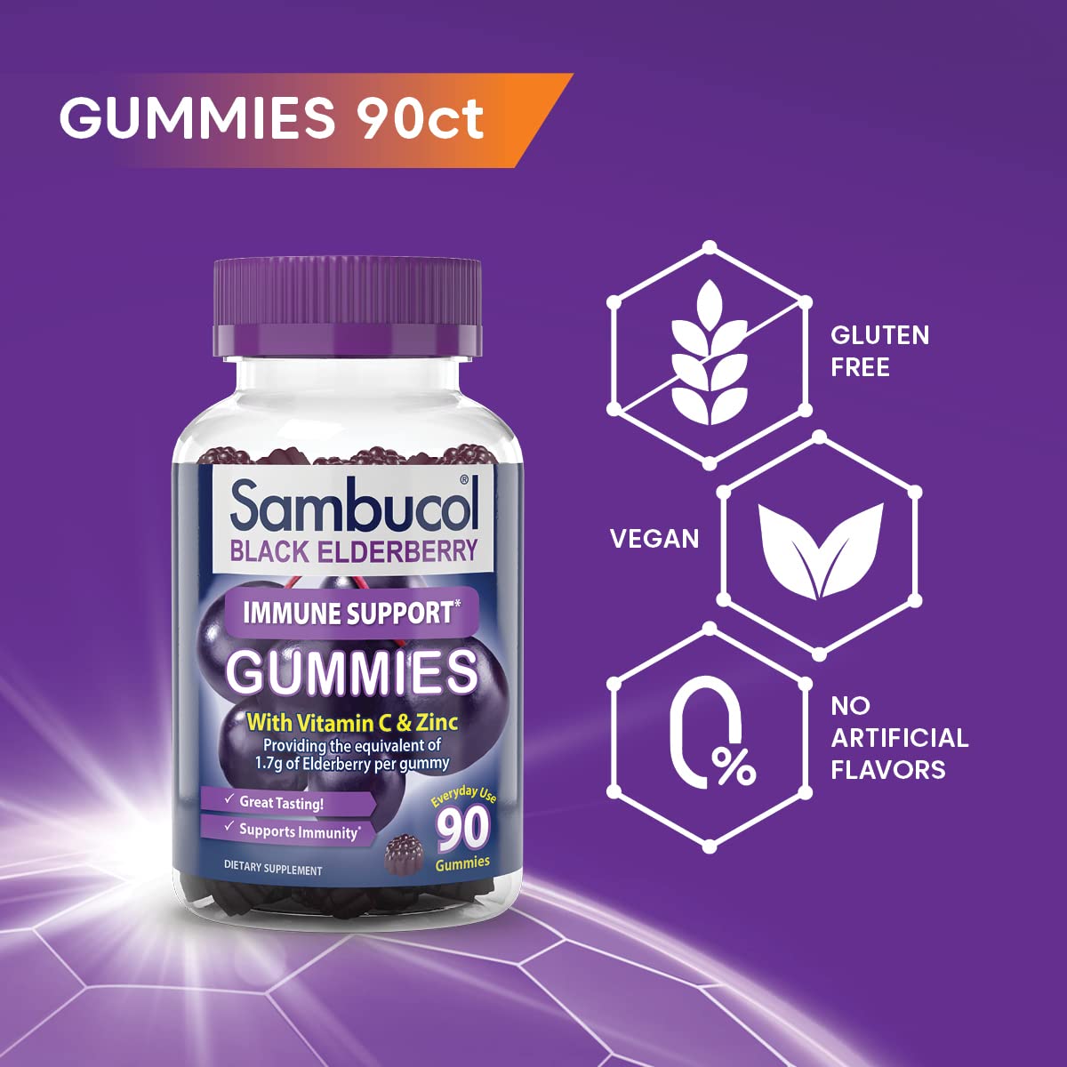 Sambucol Elderberry Gummies for Adults with Vitamin C; Zinc; Sambucus Elderberry