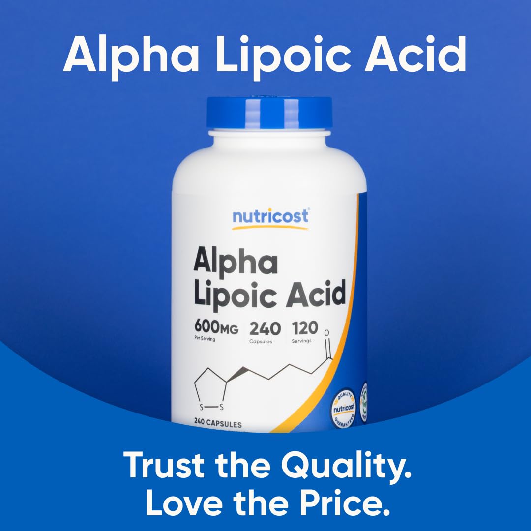 Nutricost Alpha Lipoic Acid 600mg Per Serving, 240 Capsules | Gluten Free, Vegetarian Capsules, Soy Free & GMO-Free