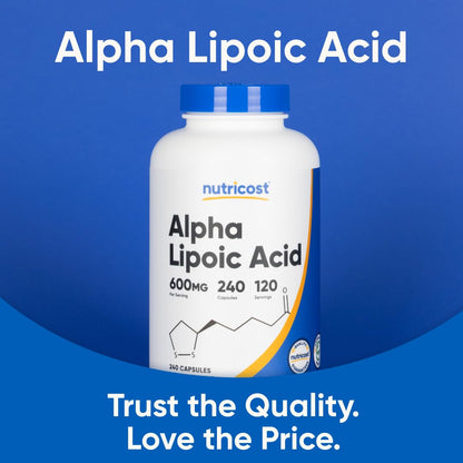 Nutricost Alpha Lipoic Acid 600mg Per Serving, 240 Capsules | Gluten Free, Vegetarian Capsules, Soy Free & GMO-Free