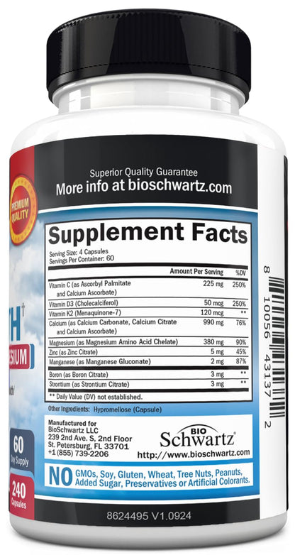 Bone Strength Supplement for Women & Men, 120 Capsules