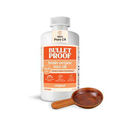 Bulletproof Brain Octane C8 MCT Oil, 16 oz – 100% Pure Coconut Oil, Triple-Distilled Keto Energy Supplement for Coffee & Smoothies, Unflavored, No Additives or Fillers, Non-GMO