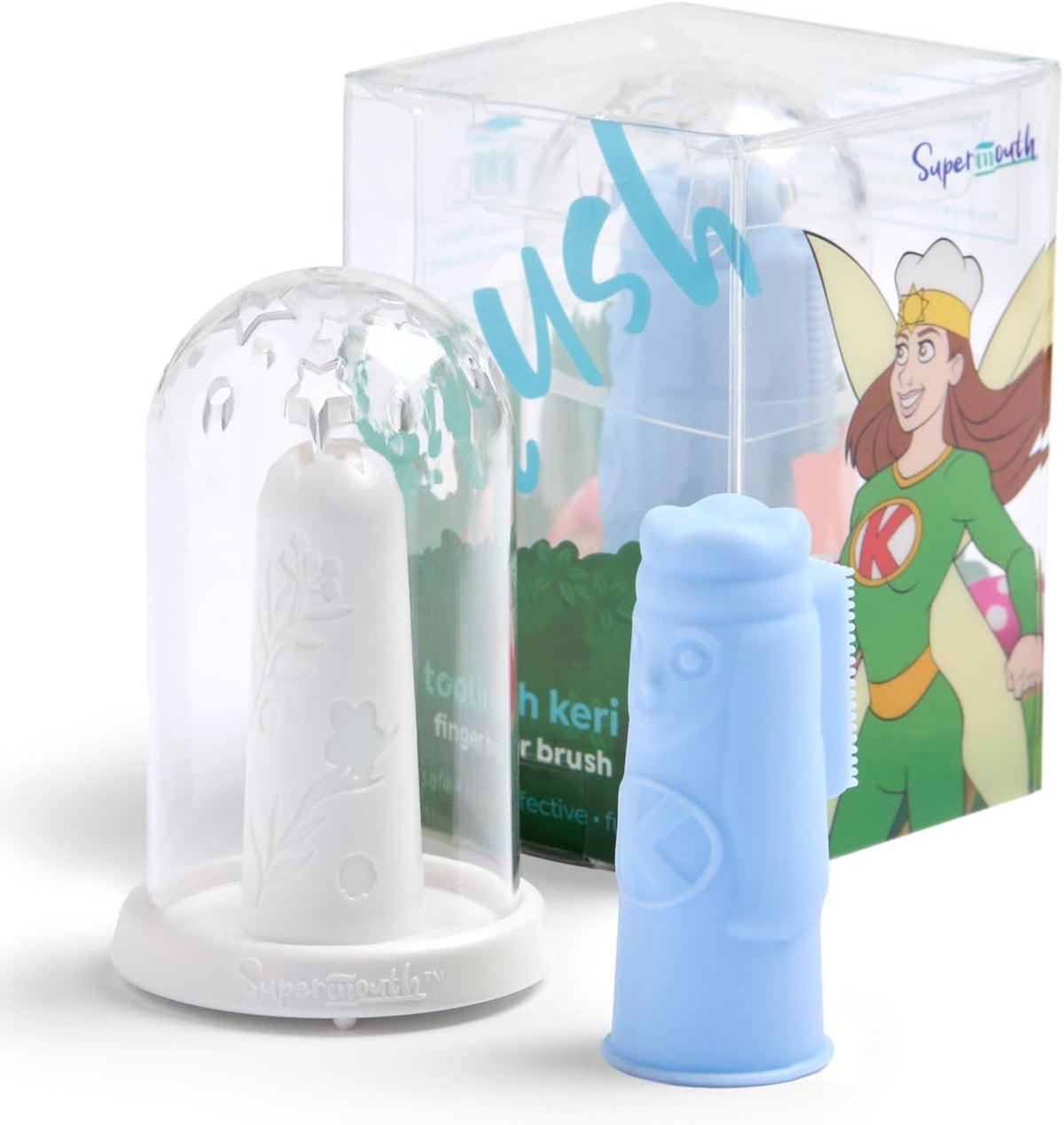 SuperMouth Baby & Infant Finger Toothbrush 0-2, Silicone, Light Blue