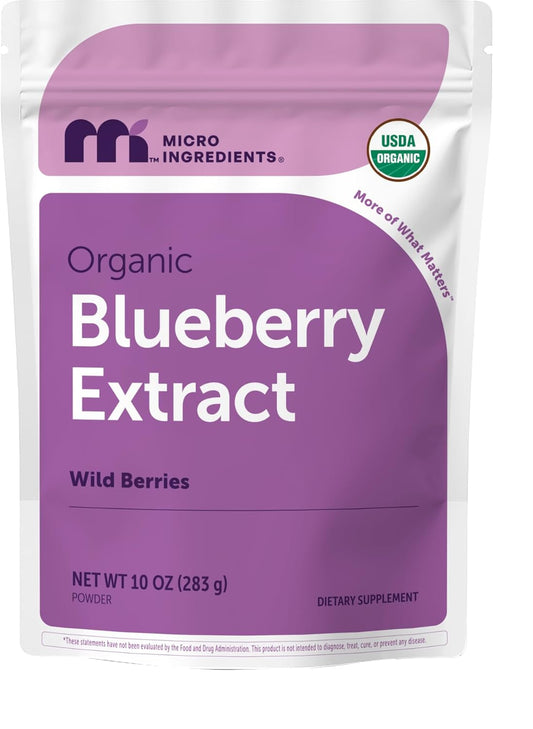 Micro Ingredients Organic Blueberry Extract Powder, 10oz | Natural Fruit Flavor | Freeze-Dried Wild Blueberries Source | No Sugar & Additives | Great for Drinks, Smoothie, & Beverages | Non-GMO & Vegan