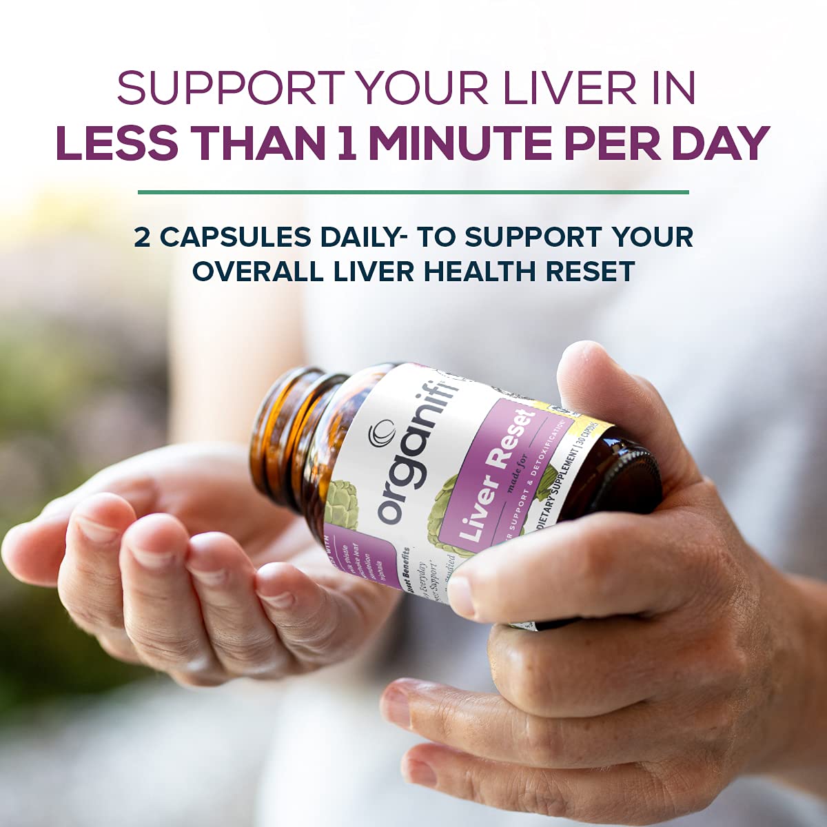 Organifi - Liver Reset - Liver Detox - Digestive and Immune Support - Promotes Cellular Energy Production, 30 Capsules
